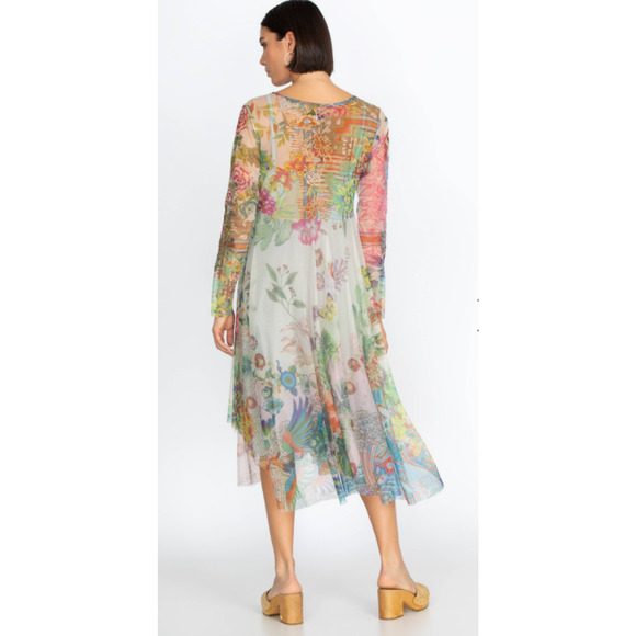 JOHNNY WAS BIYA Alyeshka Size XL Mesh Floral Embroidered Boho Midi Dress NWT - Picture 6 of 15